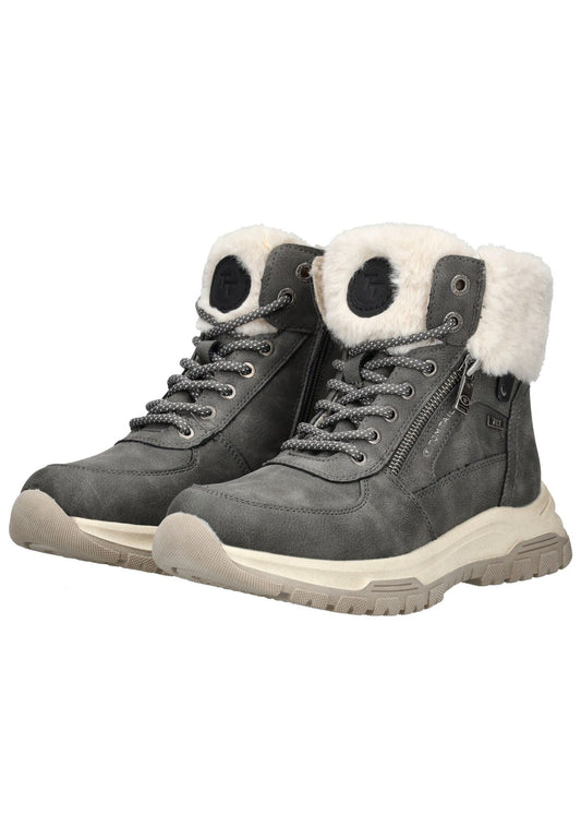 Tom Tailor Stiefelette Lederimitat/Textil Coal Warmfutter
