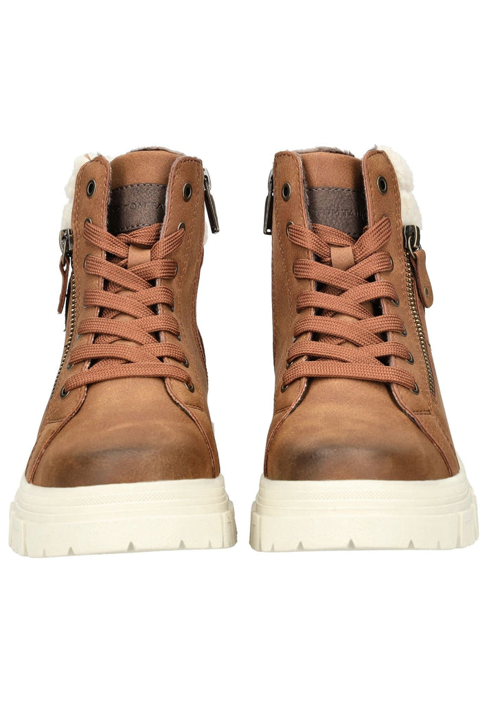 Tom Tailor Stiefelette Lederimitat/Textil Cognac Warmfutter