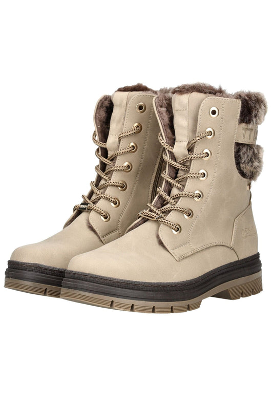 Tom Tailor Stiefelette Lederimitat/Textil Cream Warmfutter