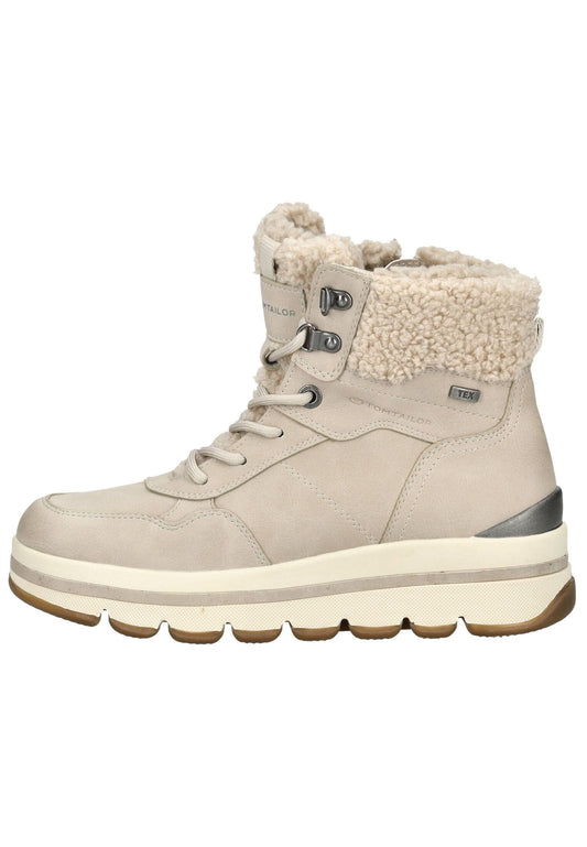 Tom Tailor Stiefelette Lederimitat/Textil Cream Warmfutter