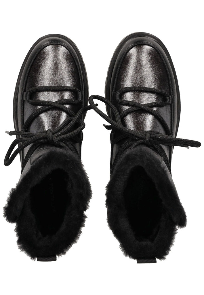 Tom Tailor Stiefelette Lederimitat/Textil Schwarz/Silber Warmfutter