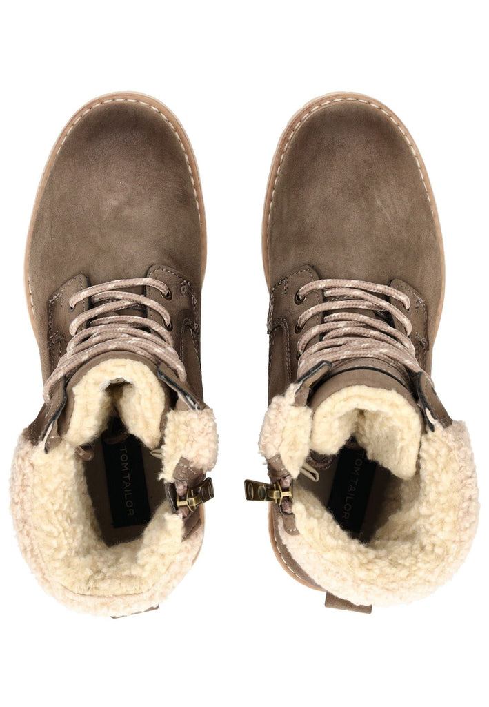 Tom Tailor Stiefelette Lederimitat/Textil Taupe Warmfutter