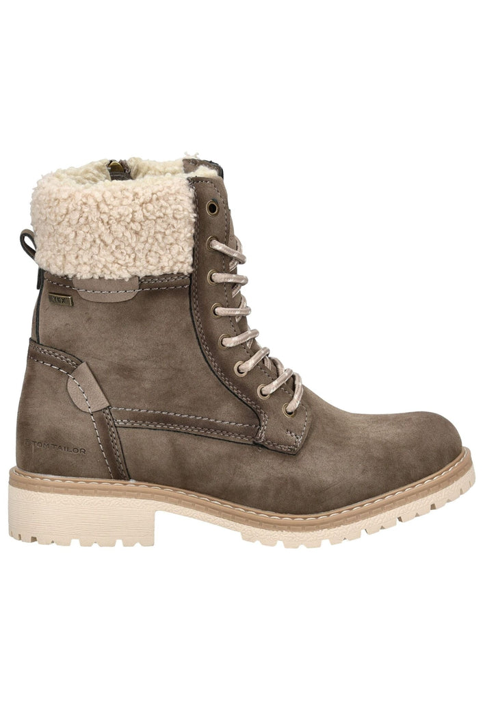 Tom Tailor Stiefelette Lederimitat/Textil Taupe Warmfutter