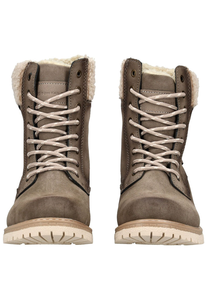 Tom Tailor Stiefelette Lederimitat/Textil Taupe Warmfutter