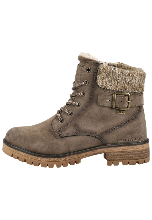 Tom Tailor Stiefelette Lederimitat/Textil Taupe Warmfutter