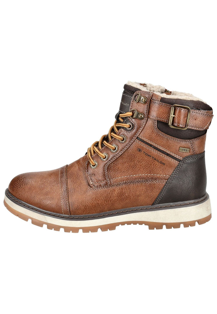 Stiefeletten Tom Tailor Stiefelette Lederimitat/Textil Braun Warmfutter