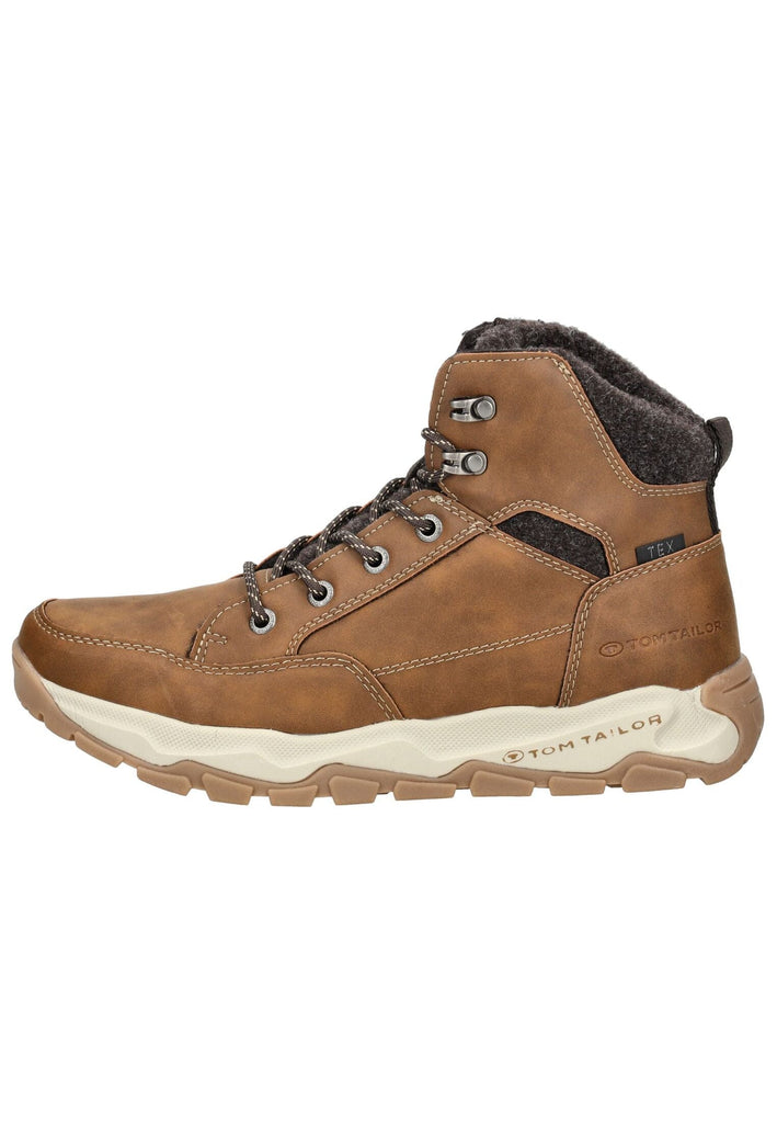 Stiefeletten Tom Tailor Stiefelette Lederimitat/Textil Cognac Warmfutter