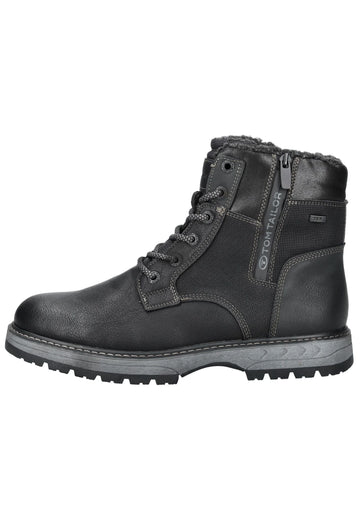 Stiefeletten Tom Tailor Stiefelette Lederimitat/Textil Schwarz Warmfutter