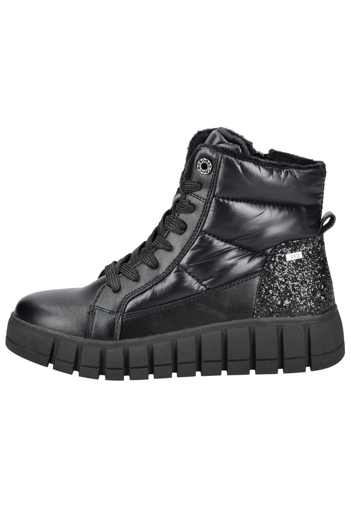 Stiefeletten Tom Tailor Stiefelette Lederimitat/Textil Schwarz Warmfutter