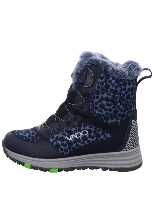 VADO Stiefelette Lederimitat/Mesh Dunkelblau Warmfutter