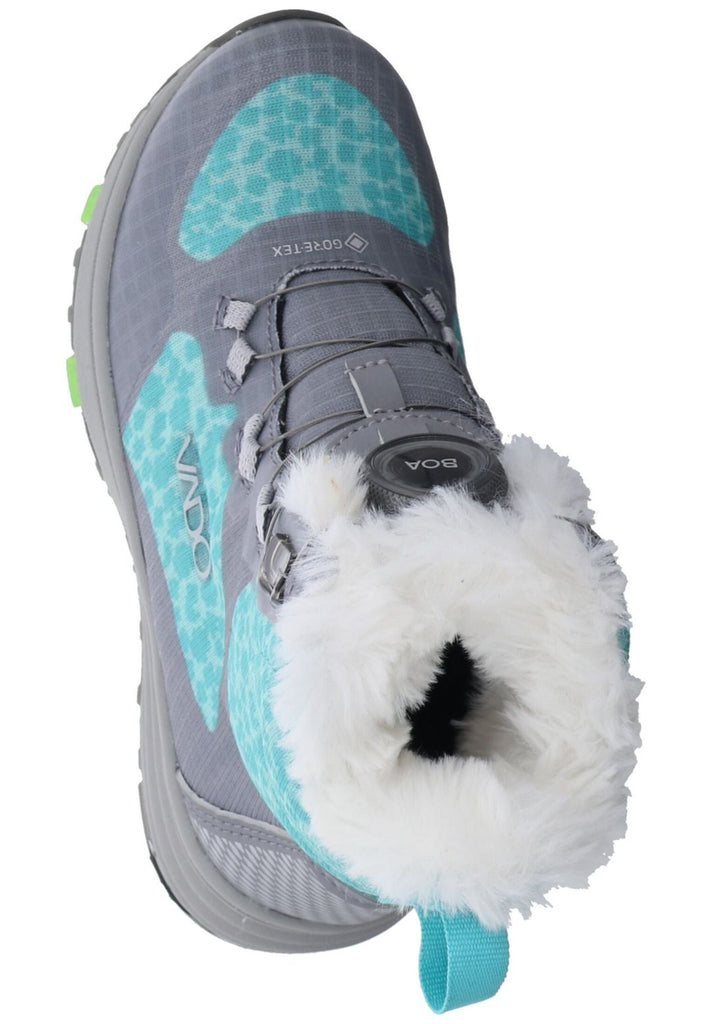 VADO Stiefelette Lederimitat/Mesh Grau/Türkis Warmfutter