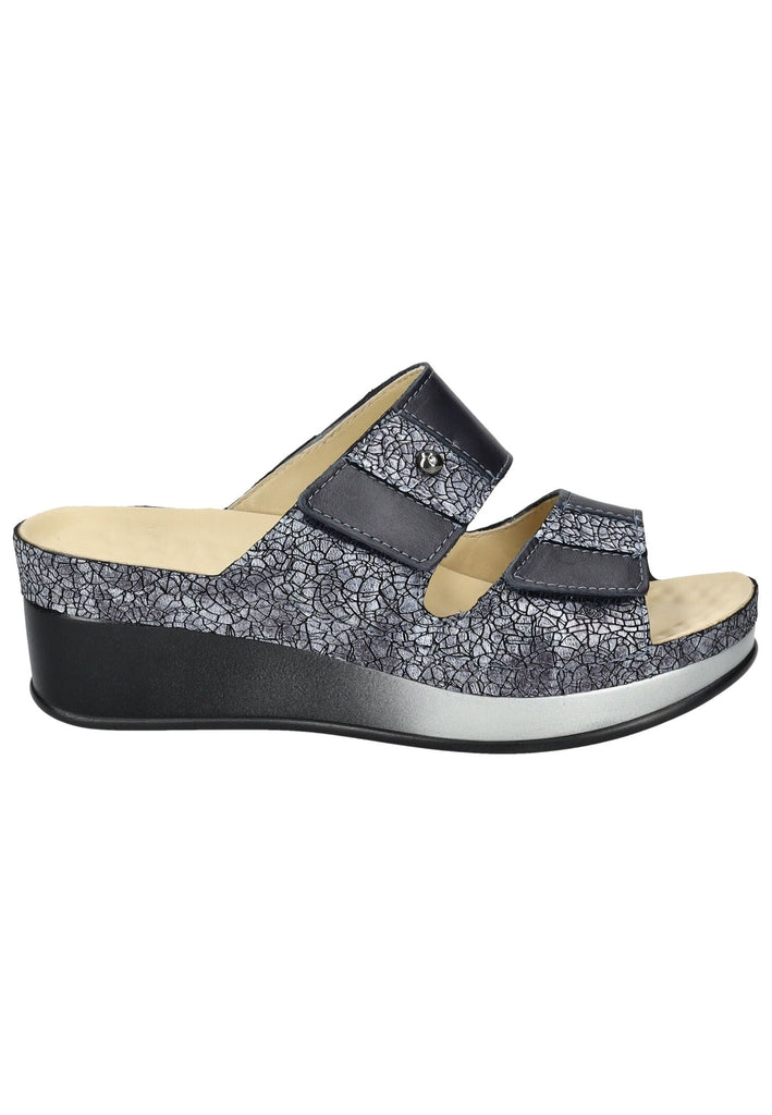 Vital Pantoletten Leder Blau/Silber