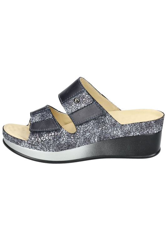 Vital Pantoletten Leder Blau/Silber