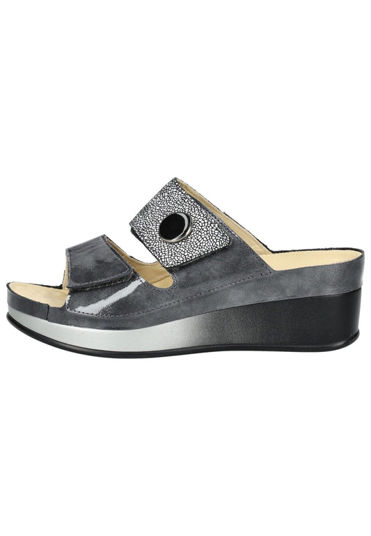 Vital Pantoletten Leder Grau/Silber