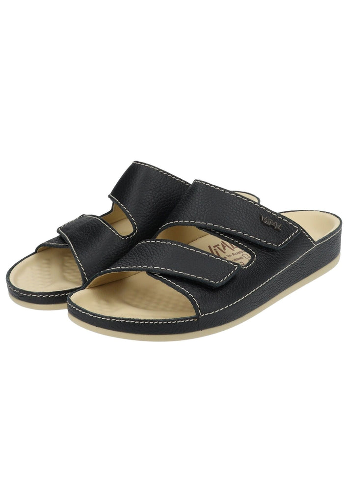 Vital Pantoletten Leder Schwarz