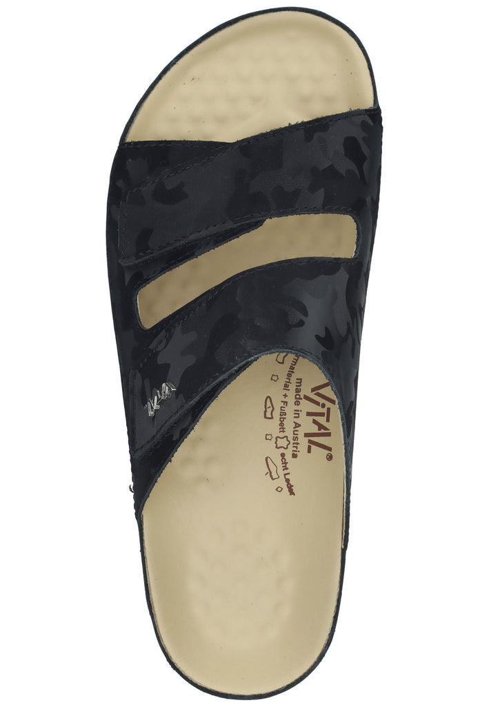 Vital Pantoletten Leder Schwarz