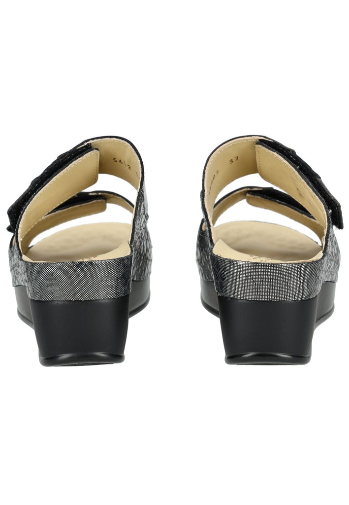 Vital Pantoletten Leder Schwarz Kombi