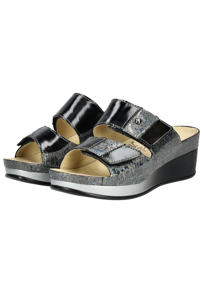 Vital Pantoletten Leder Schwarz Kombi