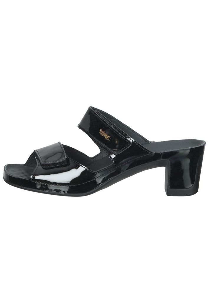 Vital Pantoletten Leder Schwarz Lack