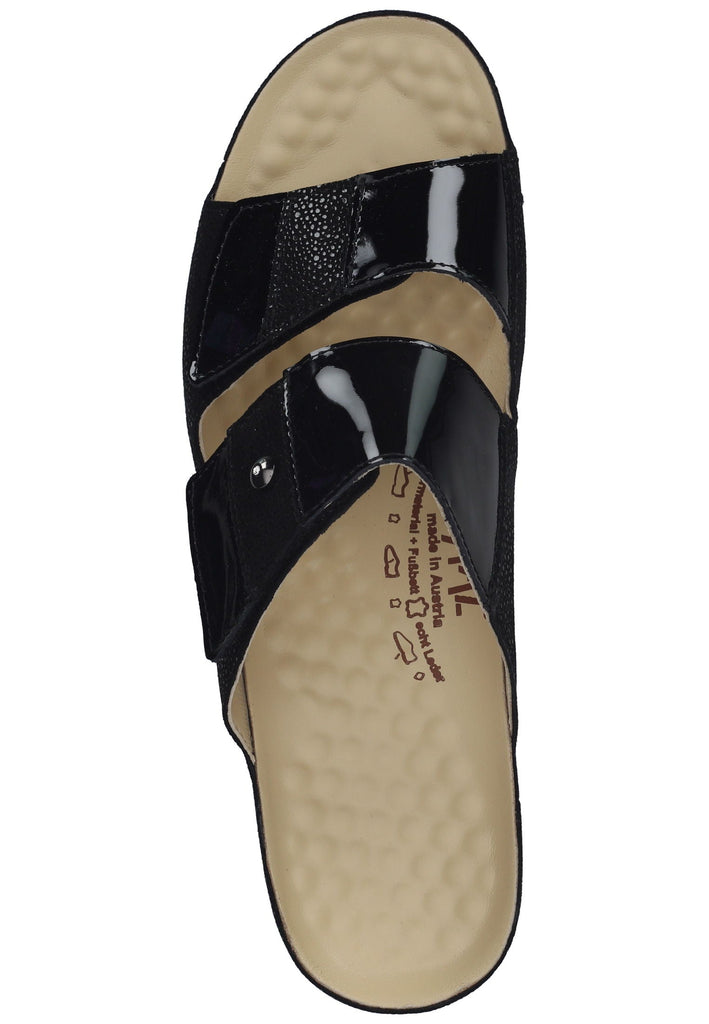 Vital Pantoletten Leder Schwarz Lack
