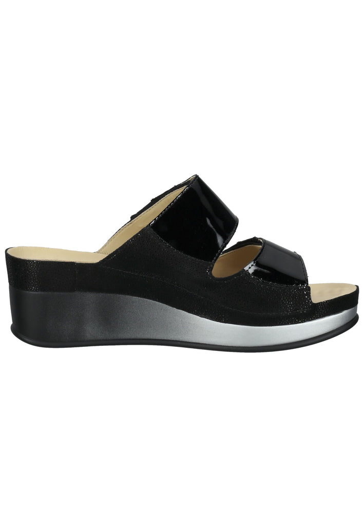 Vital Pantoletten Leder Schwarz Lack