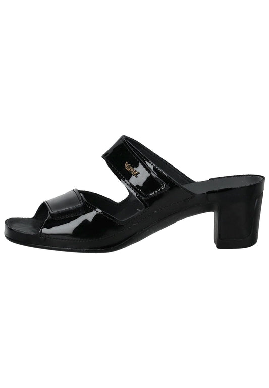 Vital Pantoletten Leder Schwarz Lack