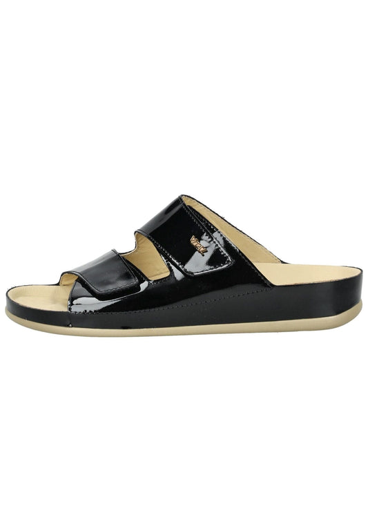 Vital Pantoletten Leder Schwarz Lack