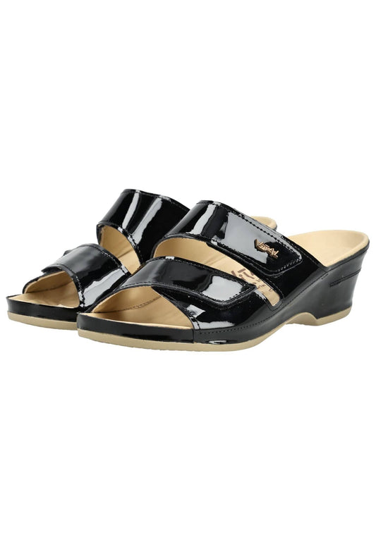 Vital Pantoletten Leder Schwarz Lack