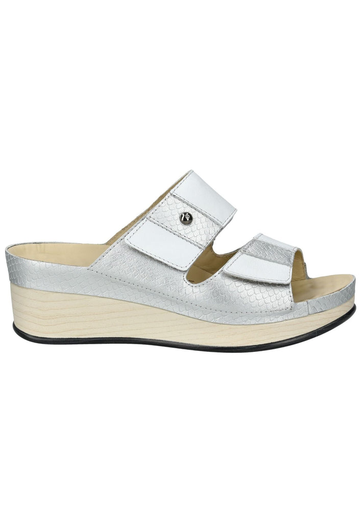 Vital Pantoletten Leder Silber/Weiß