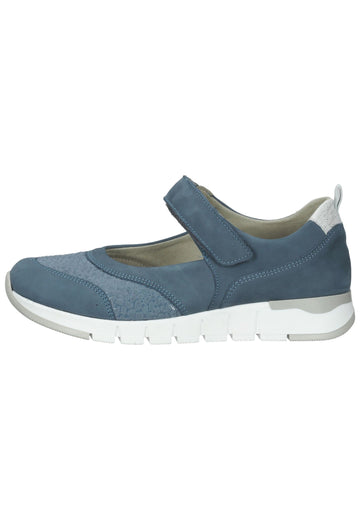 Slipper Waldläufer Slipper Leder/Textil Blau/Silber