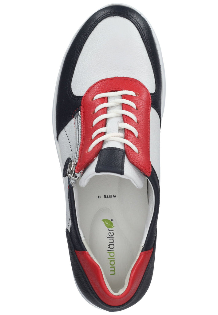 Sneaker Waldläufer Sneaker Leder Weiss/Rot/Blau
