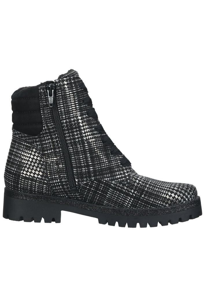 Waldläufer Stiefelette Leder Schwarz/Weiß Warmfutter