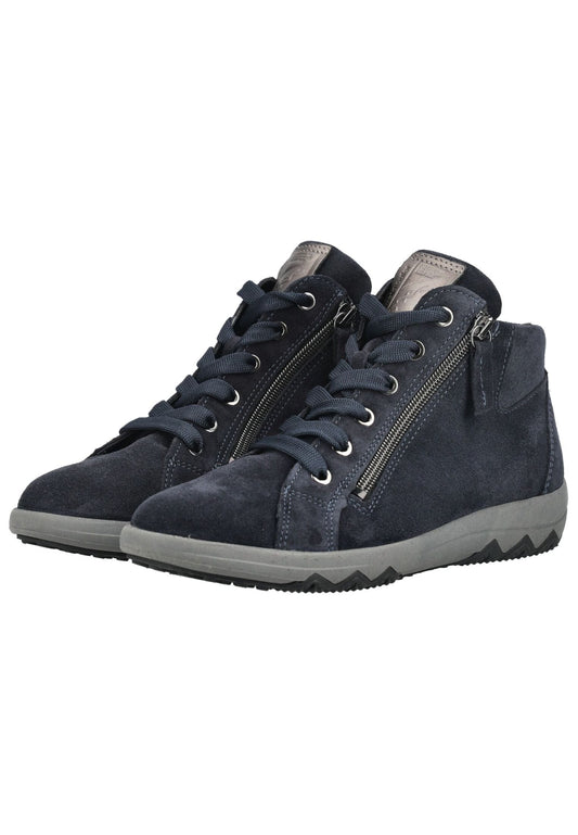 Waldläufer Stiefelette Veloursleder Dunkelblau/Grau