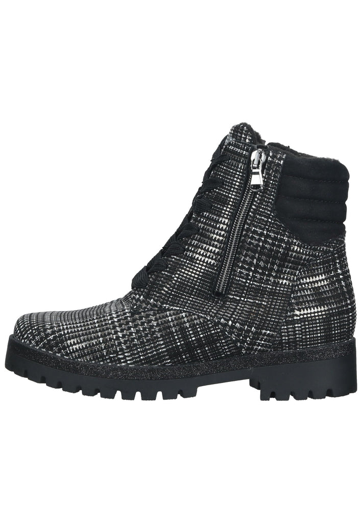 Stiefeletten Waldläufer Stiefelette Leder Schwarz/Weiß Warmfutter